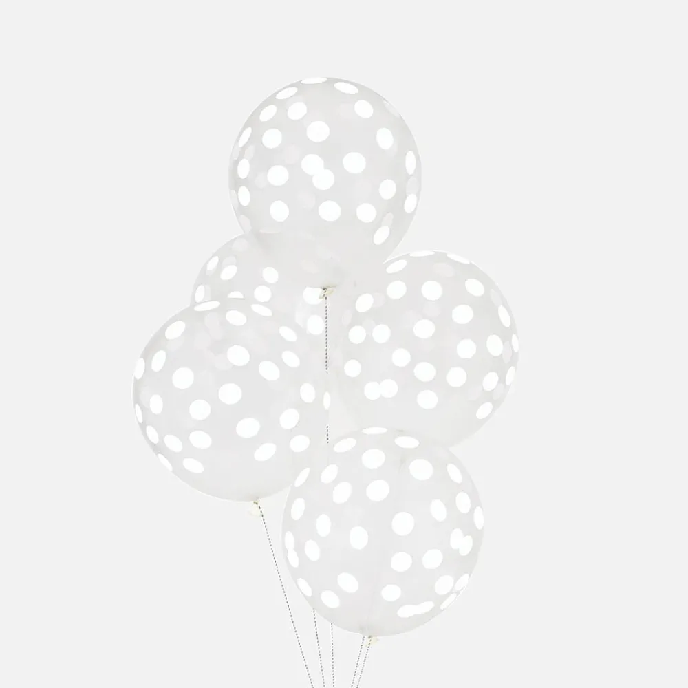 Clearance My Little Day Balloons: 5 White Confetti Printed Balloons