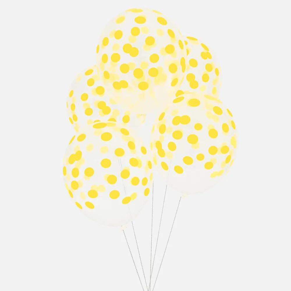 Discount My Little Day Balloons: 5 Yellow Confetti Printed Balloons