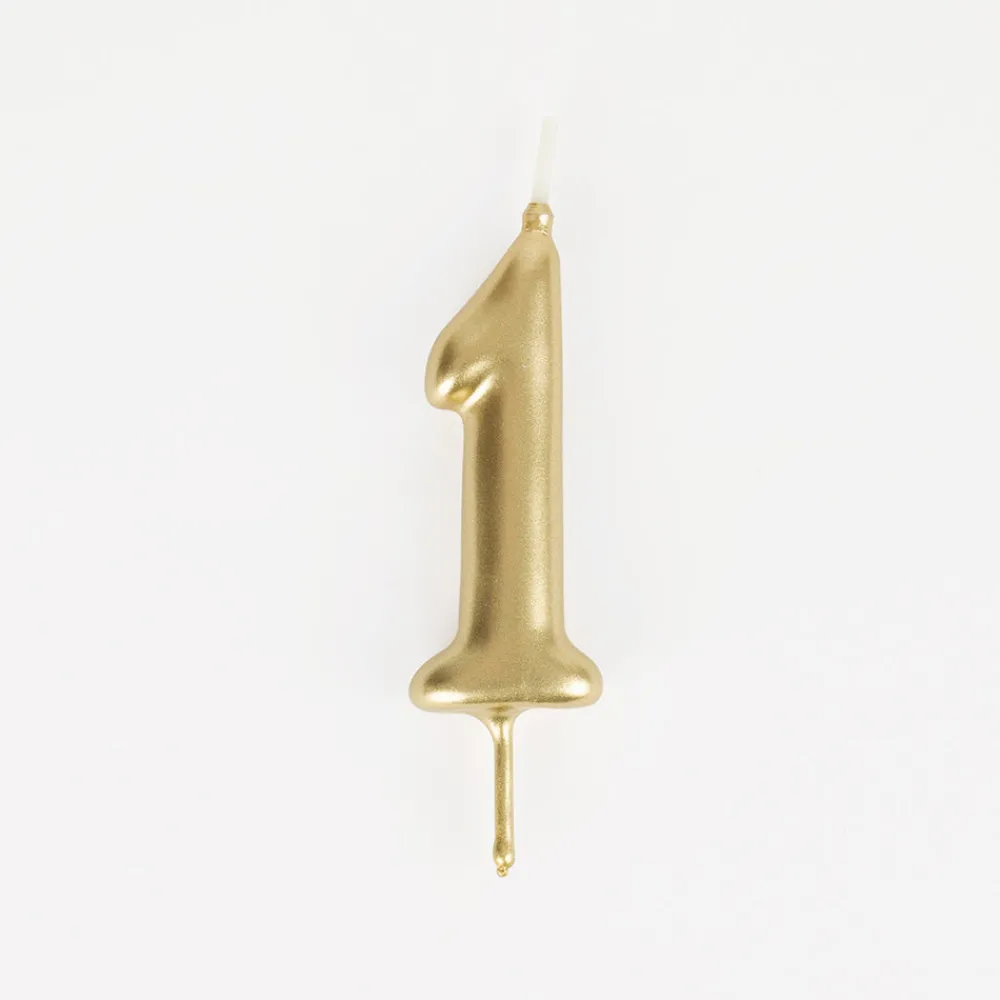 Cheap My Little Day Birthday Candle: Golden Number Candle