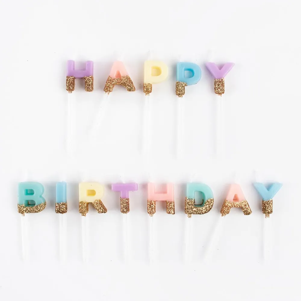 Online TalkingTables Birthday Candle Happy Birthday Pastel And Glitter