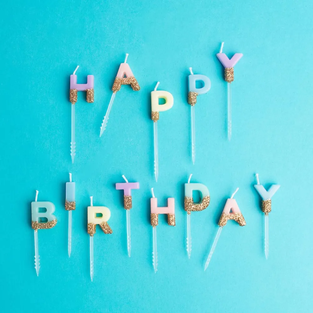 Online TalkingTables Birthday Candle Happy Birthday Pastel And Glitter