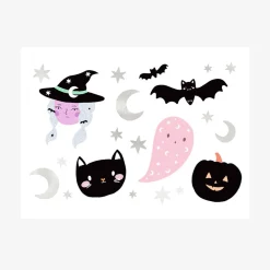 New Party Deco Black And Pink Halloween Tattoos