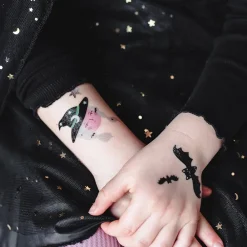 New Party Deco Black And Pink Halloween Tattoos