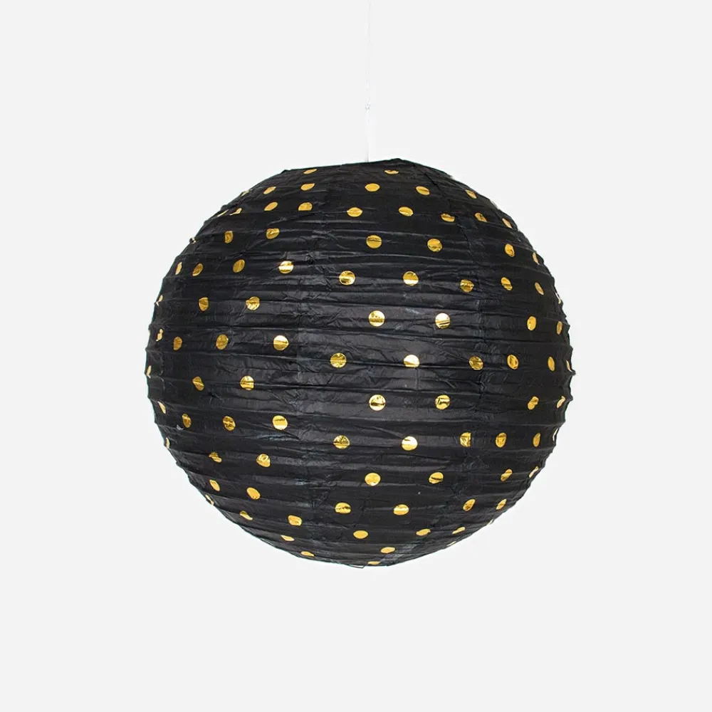Discount Party Pro Black Chinese Lantern With Gold Dots