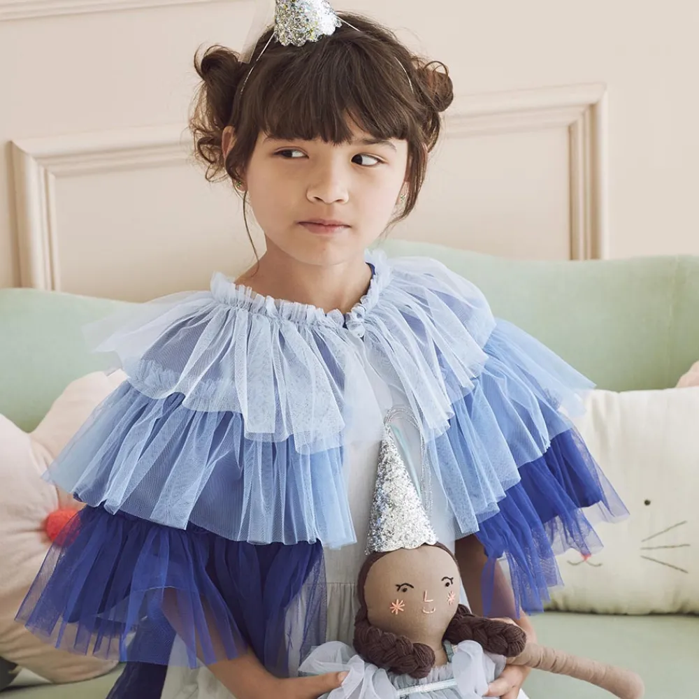 Best Meri Meri Blue Bird Costume: Tulle Cape And Velvet Headpiece And Sequined Fabric