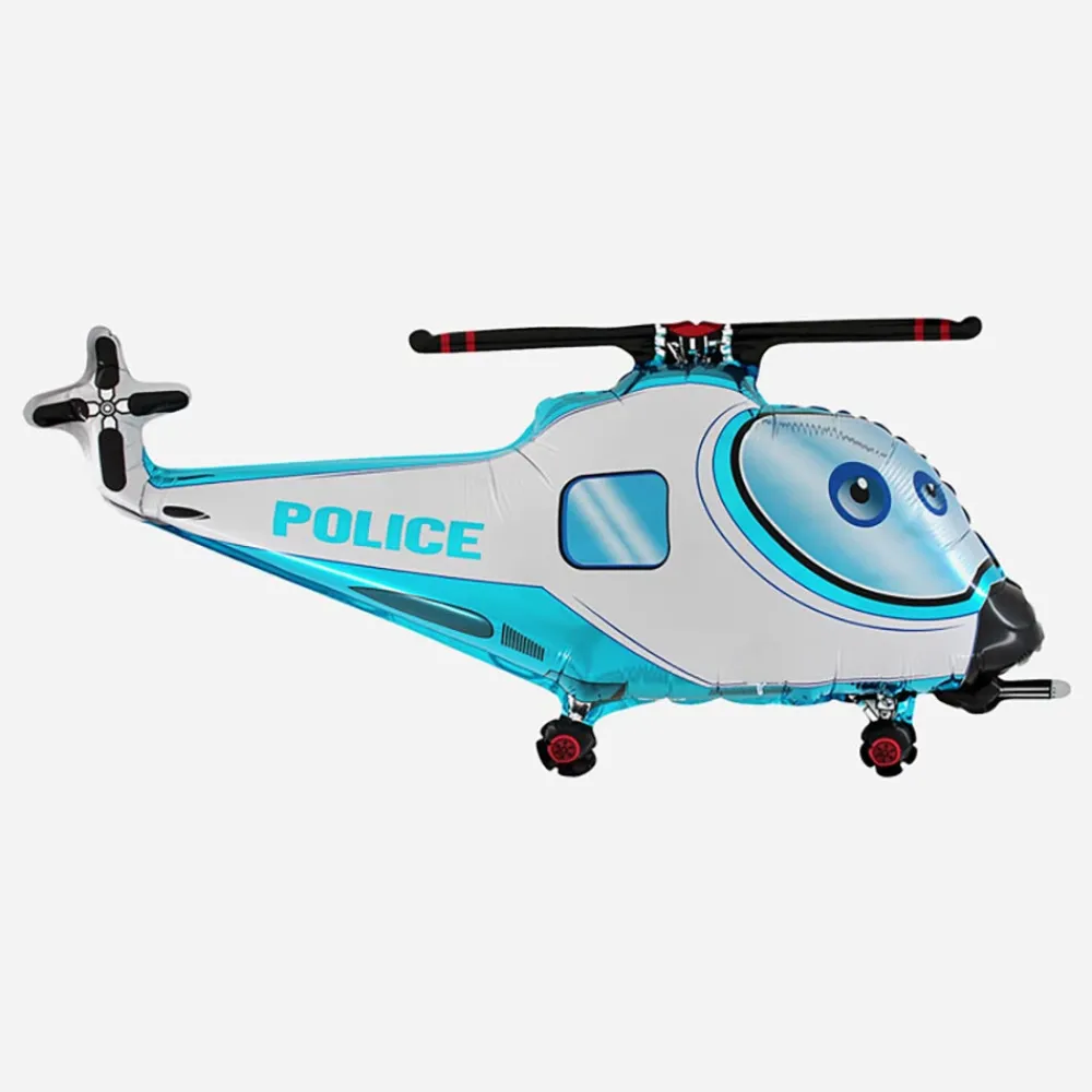 New Grabo Balloons Blue Police Helicopter Balloon