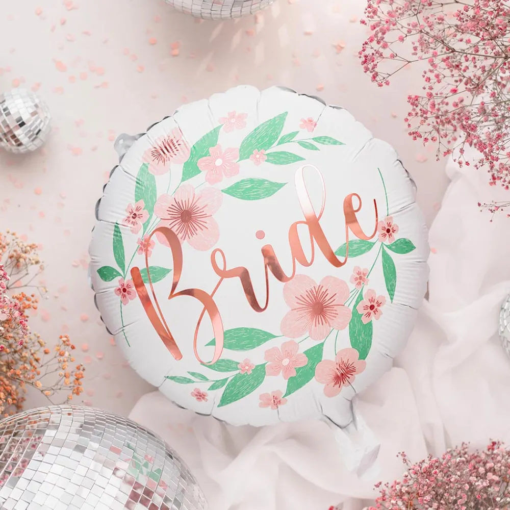 Clearance Party Deco Bride Balloon With Pink Flowers