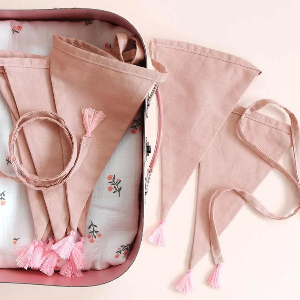 Best Sale A Little Lovely Company Bunting Garland In Powder Pink Fabric