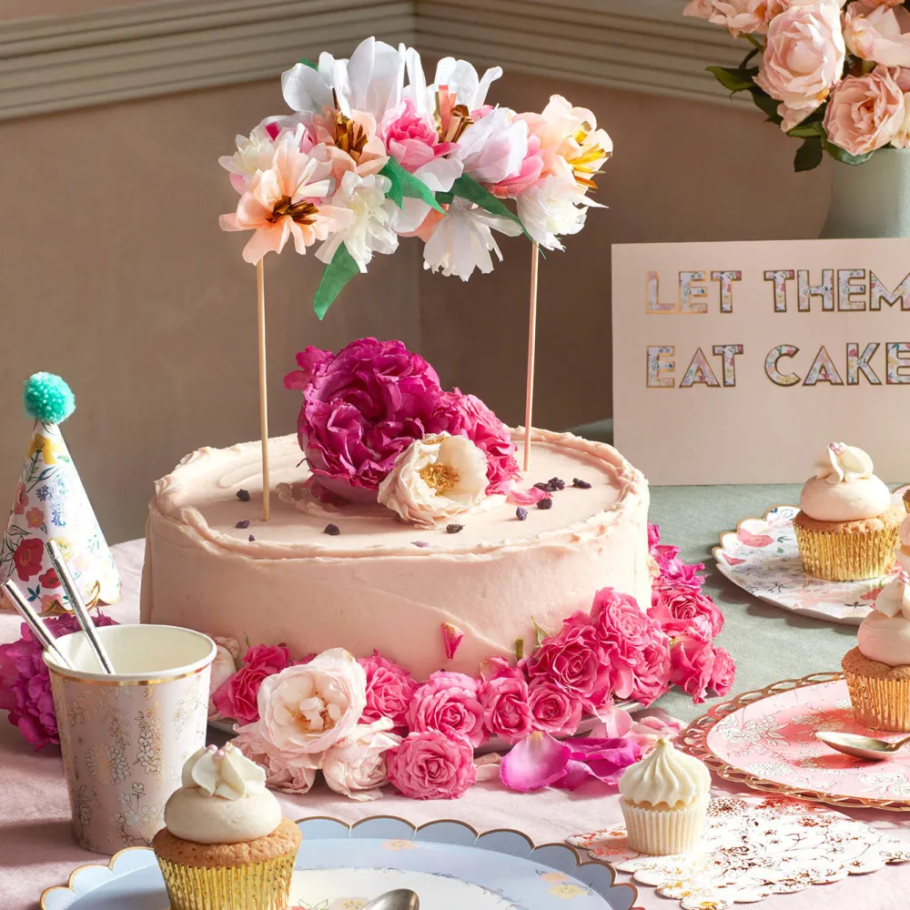 Best Meri Meri Cake Topper Bouquet Of Fabric Flowers With Gilding