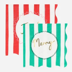 Online Meri Meri Christmas - 16 Christmas Striped Napkins