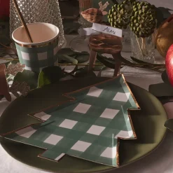 Best Sale Meri Meri Christmas - 8 Gingham Fir Plates