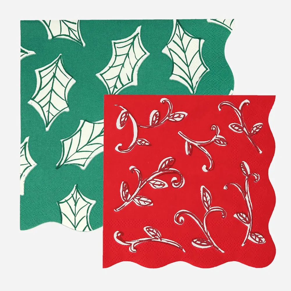 Cheap Meri Meri Christmas - 16 Napkins With Block Print Patterns