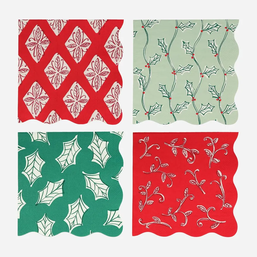 Cheap Meri Meri Christmas - 16 Napkins With Block Print Patterns