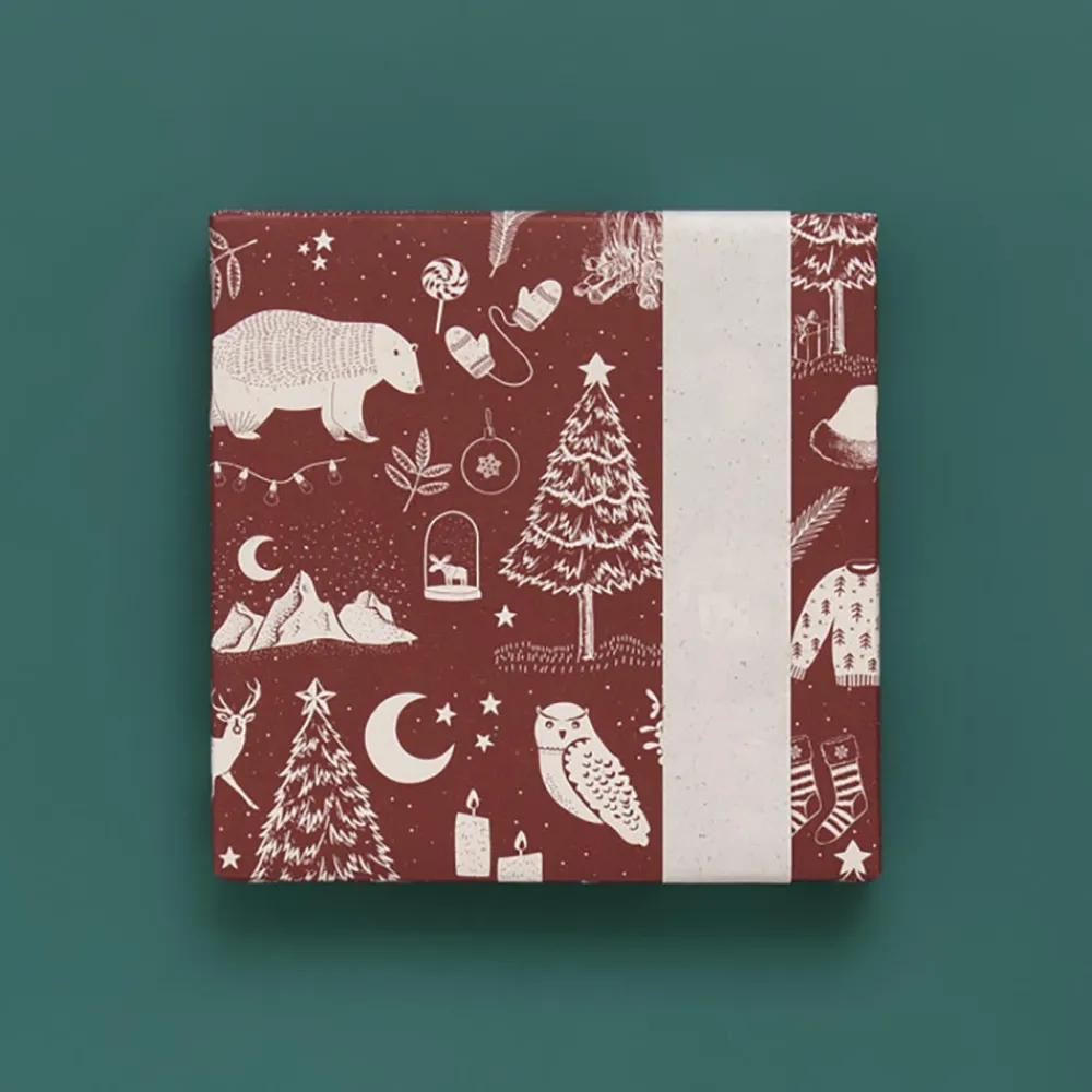 Shop House of Products Christmas - 1 Roll Of Burgundy Christmas Gift Paper