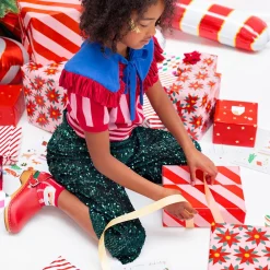 Clearance Party Deco Christmas - 1 Roll Of Red Striped Gift Paper