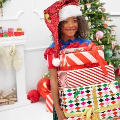 Clearance Party Deco Christmas - 1 Roll Of Red Striped Gift Paper