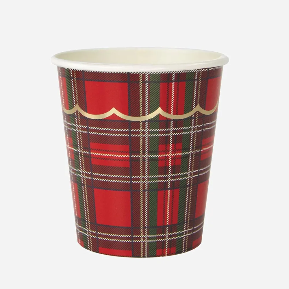 Sale Party Pro Christmas - 8 Tartan Scalloped Cups