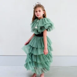 Outlet Mimi & Lula Christmas - Long Green Fir Tree Tutu In Tulle