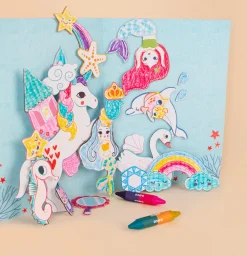 Shop Djeco Coloring And Collage Activity: A World To Create, Princesses, Fairies, Mermaids