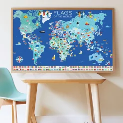New Poppik Educational Poster + 200 Stickers: Flags Of The World