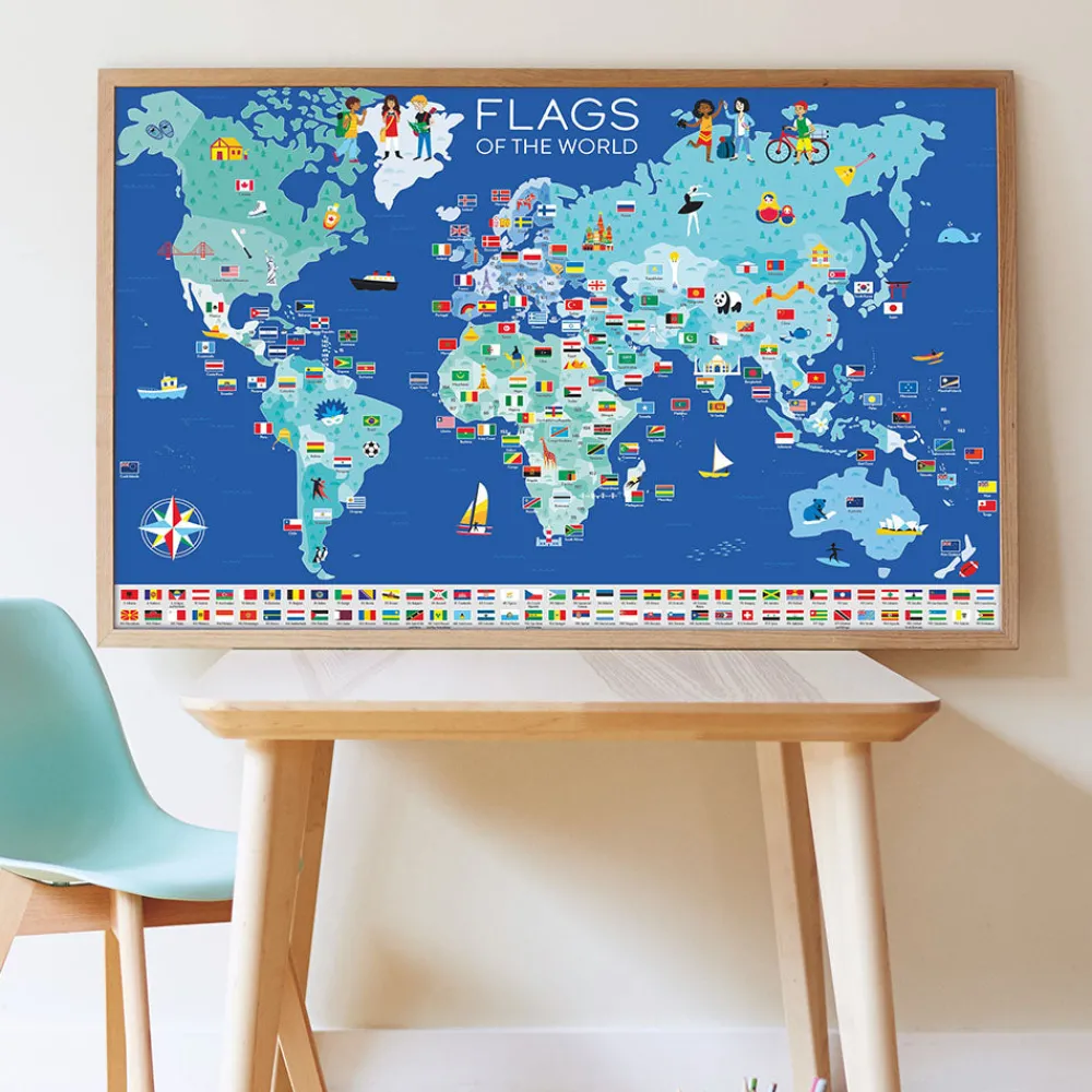 Cheap Poppik Educational Poster + 200 Stickers: Flags Of The World