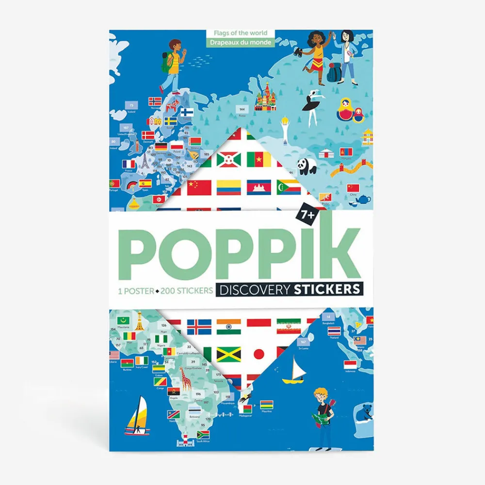 Fashion Poppik Educational Poster + 200 Stickers: Flags Of The World