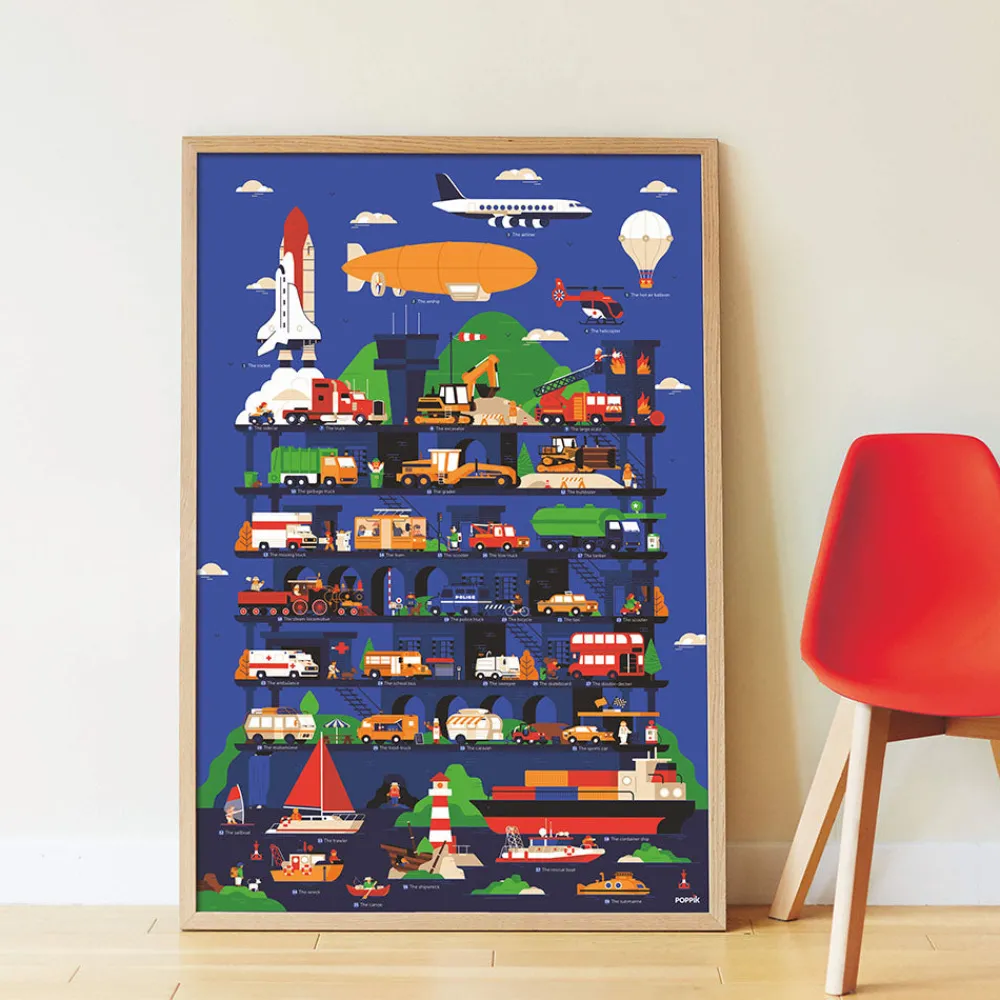 Cheap Poppik Educational Poster + 44 Stickers: Vehicles