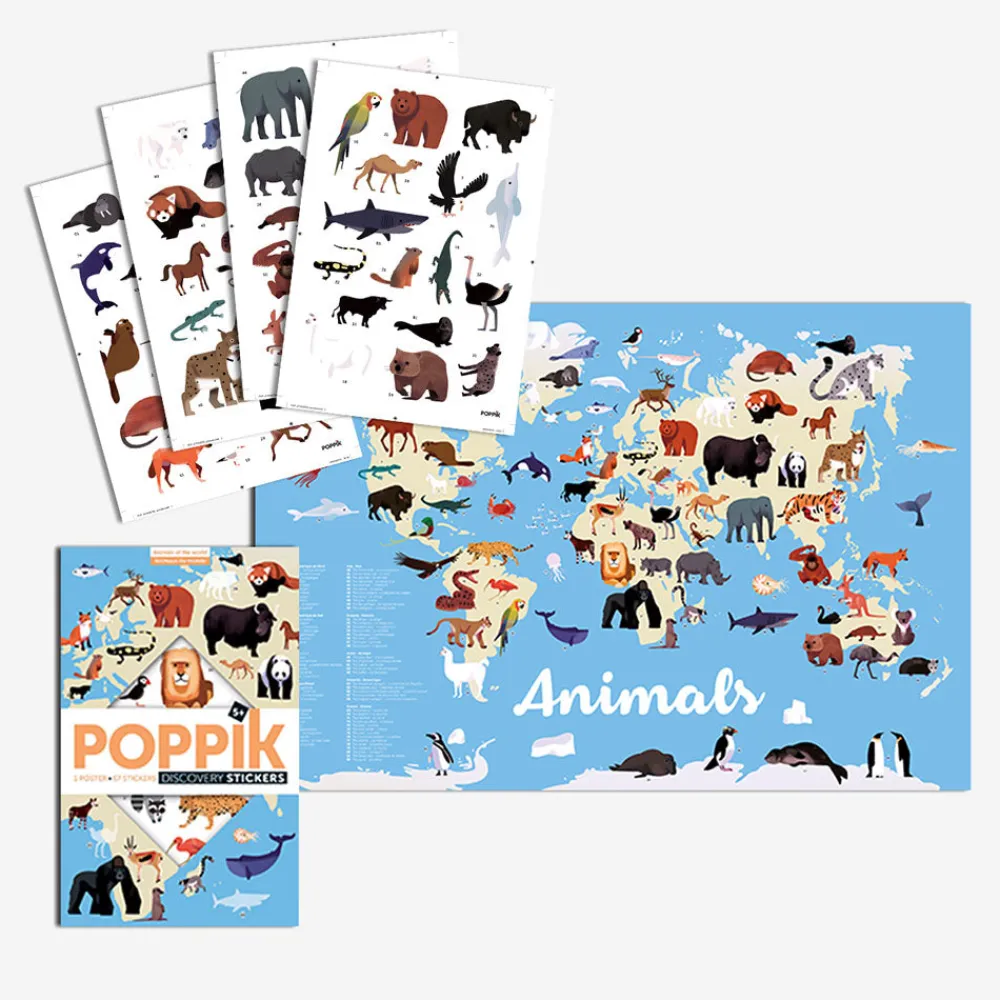 Best Poppik Educational Poster + 67 Stickers: Animals Of The World