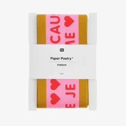 Fashion Rico Design Fuchsia, Red And Gold Love Gift Ribbon