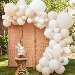 Hot Ginger Ray Giant Balloon Arch: Nude + Palm Leaves