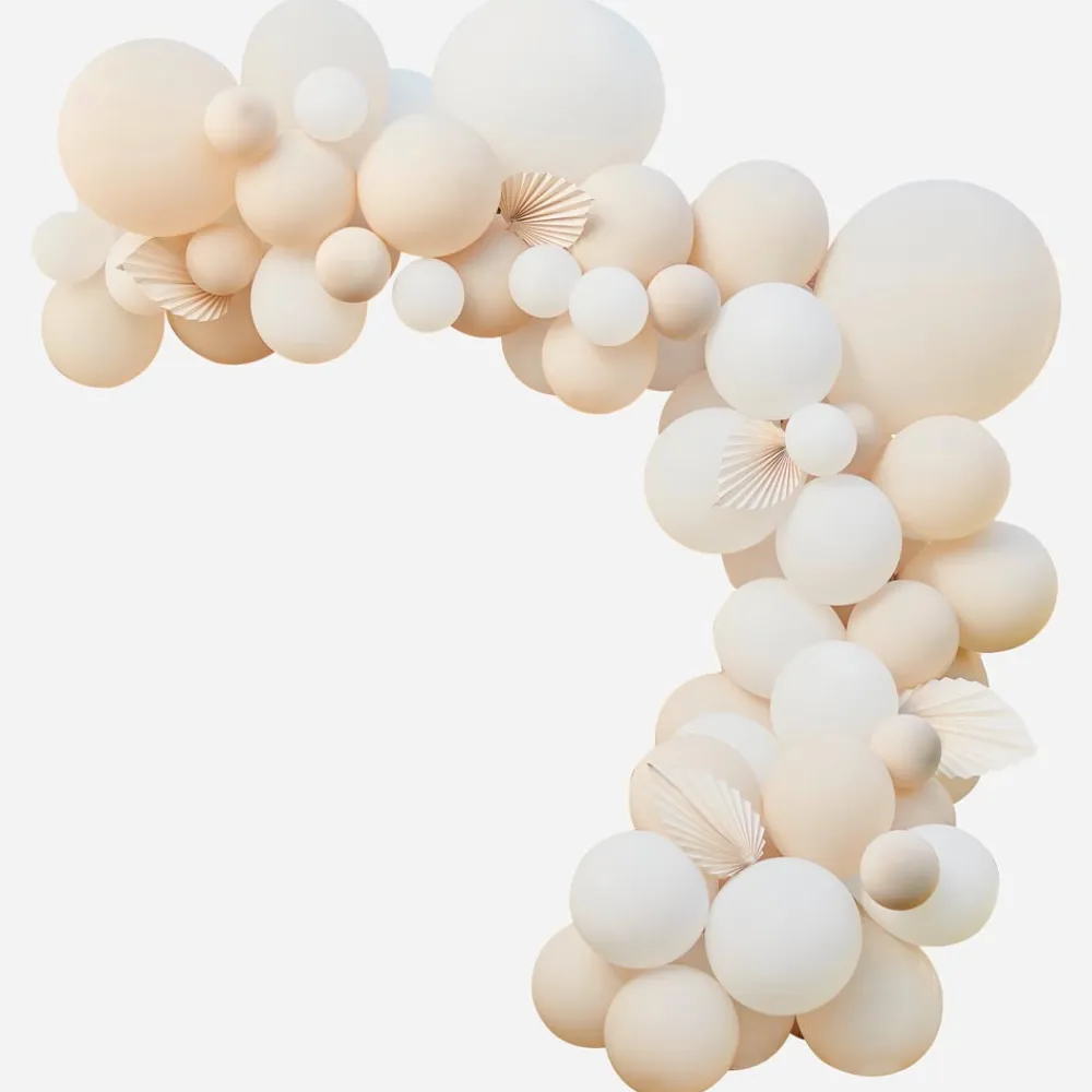 Hot Ginger Ray Giant Balloon Arch: Nude + Palm Leaves
