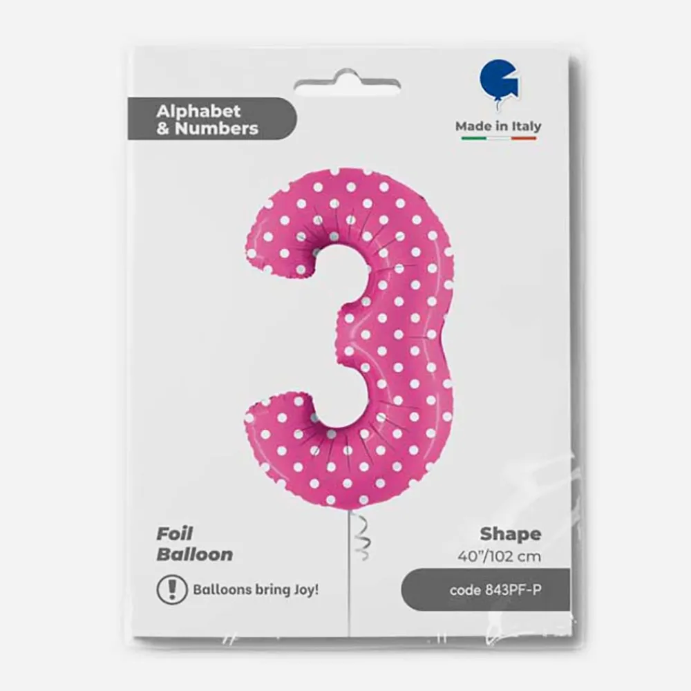 Discount Grabo Balloons Giant Helium Balloon - Giant Pink Number Balloon With White Polka Dots