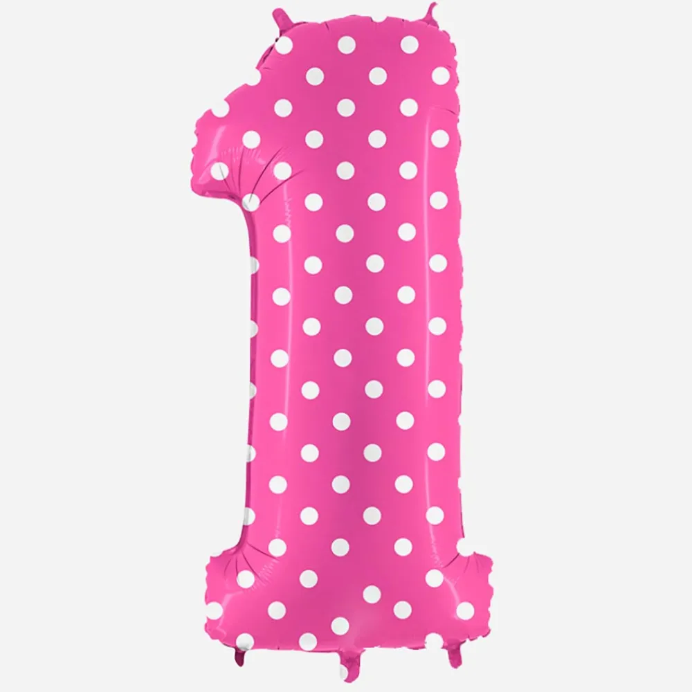 Discount Grabo Balloons Giant Helium Balloon - Giant Pink Number Balloon With White Polka Dots