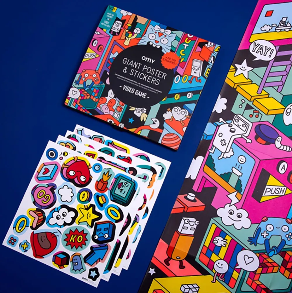 New Omy Giant Video Game Poster With Stickers