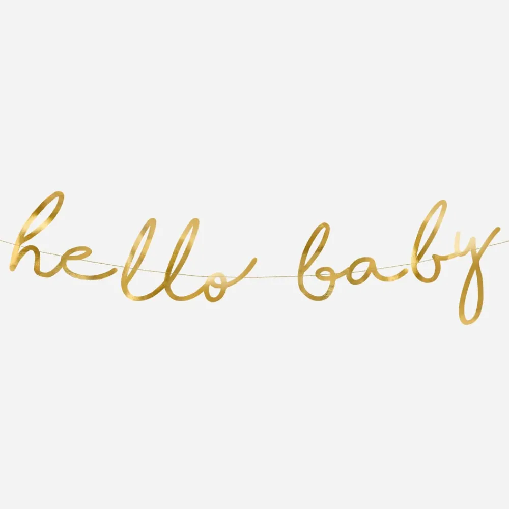 Cheap Party Deco Gold Hello Baby Garland
