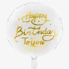 Cheap Party Deco Golden Happy Birthday White Balloon