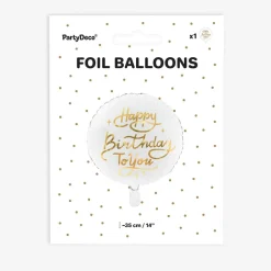 Cheap Party Deco Golden Happy Birthday White Balloon