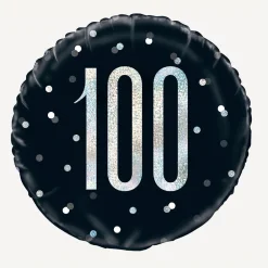 Sale Unique Party Helium Balloon 100 Years Black And Holographic