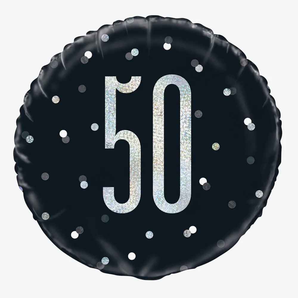 Cheap Unique Party Helium Balloon 50 Years Black And Holographic