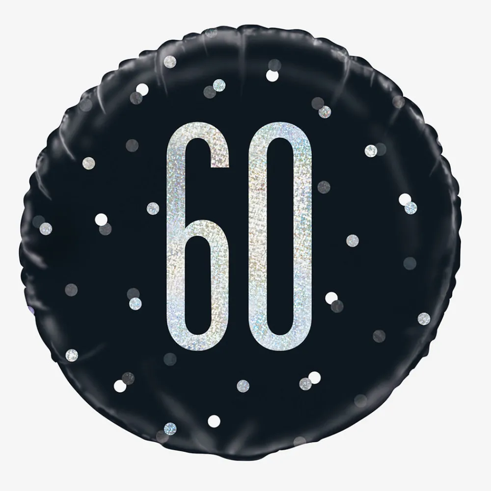 Cheap Unique Party Helium Balloon 60 Years Black And Holographic