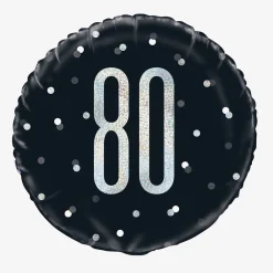 Sale Unique Party Helium Balloon 80 Years Black And Holographic