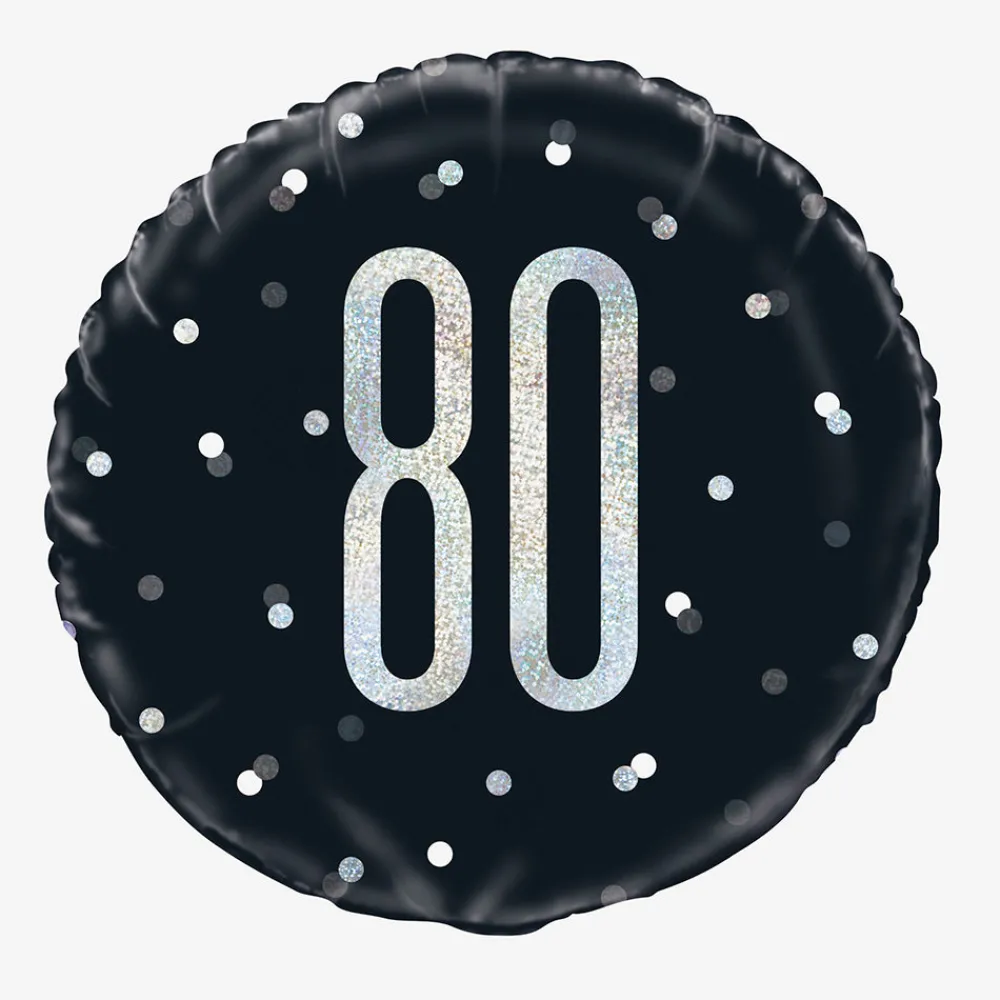 Sale Unique Party Helium Balloon 80 Years Black And Holographic