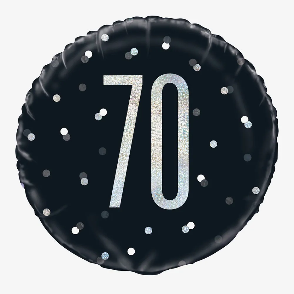 Shop Unique Party Helium Balloon 70 Years Black And Holographic