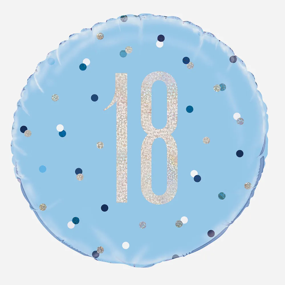 Online Unique Party Helium Balloon 18 Years Blue And Holographic