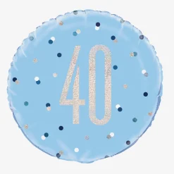 Cheap Unique Party Helium Balloon 40 Years Blue And Holographic