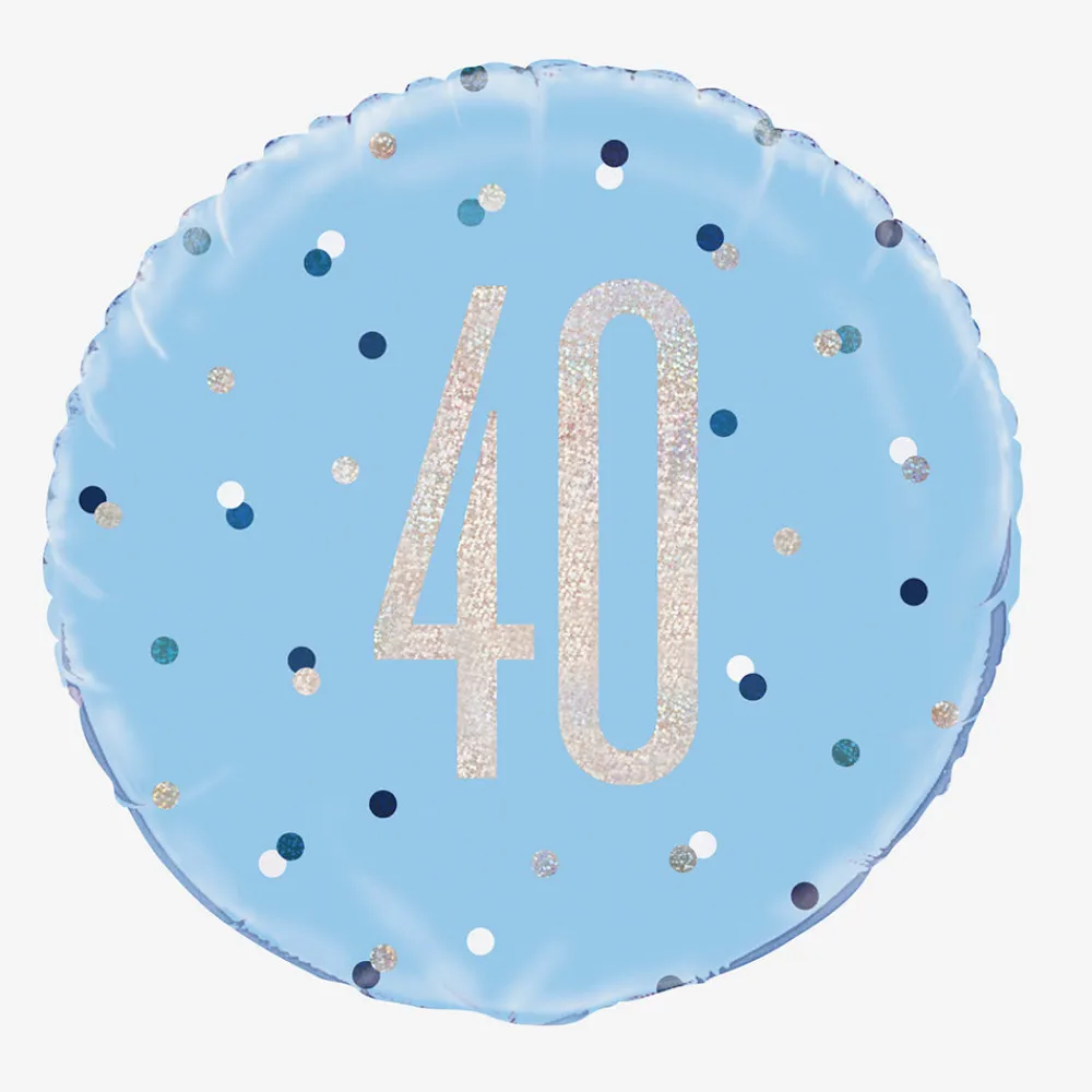 Cheap Unique Party Helium Balloon 40 Years Blue And Holographic