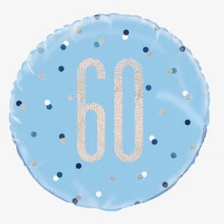 Store Unique Party Helium Balloon 60 Years Blue And Holographic