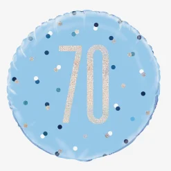 Cheap Unique Party Helium Balloon 70 Years Blue And Holographic