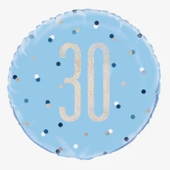 Discount Unique Party Helium Balloon 30 Years Blue And Holographic