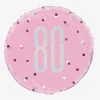 Clearance Unique Party Helium Balloon 80 Years Pink And Holographic
